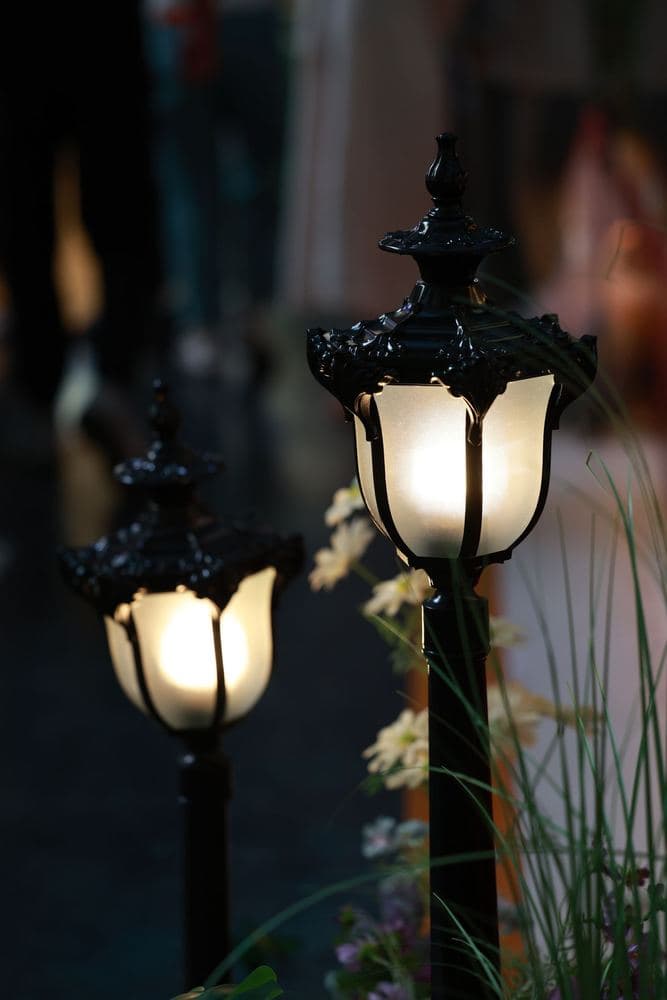 Garden lighting at dusk